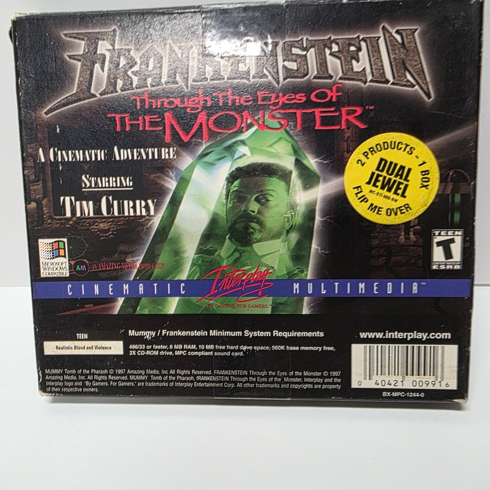 Interplay Frankenstein Through the Eyes of the Monster PC Tim Curry Vintage 90s